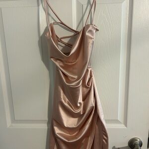 Windsor Gold Asymmetrical Ruched Slip Dress